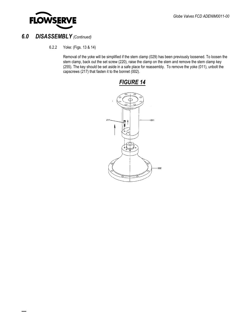 0 disassembly, Figure 14 | Flowserve Cast Globe Valves User Manual | Page 21 / 33