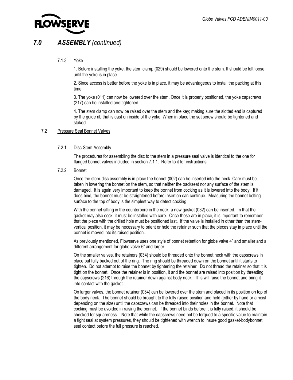 0 assembly (continued) | Flowserve Cast Globe Valves User Manual | Page 31 / 33