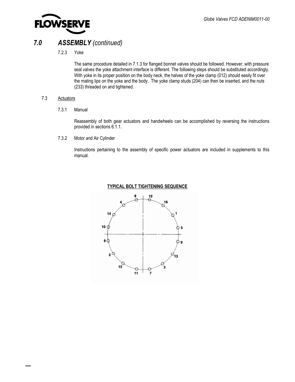 0 assembly (continued) | Flowserve Cast Globe Valves User Manual | Page 32 / 33