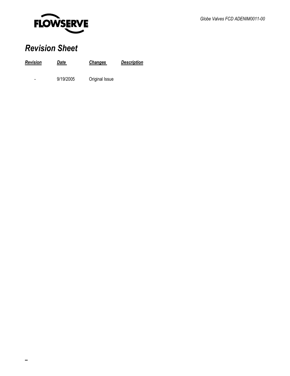 Revision sheet | Flowserve Cast Globe Valves User Manual | Page 4 / 33