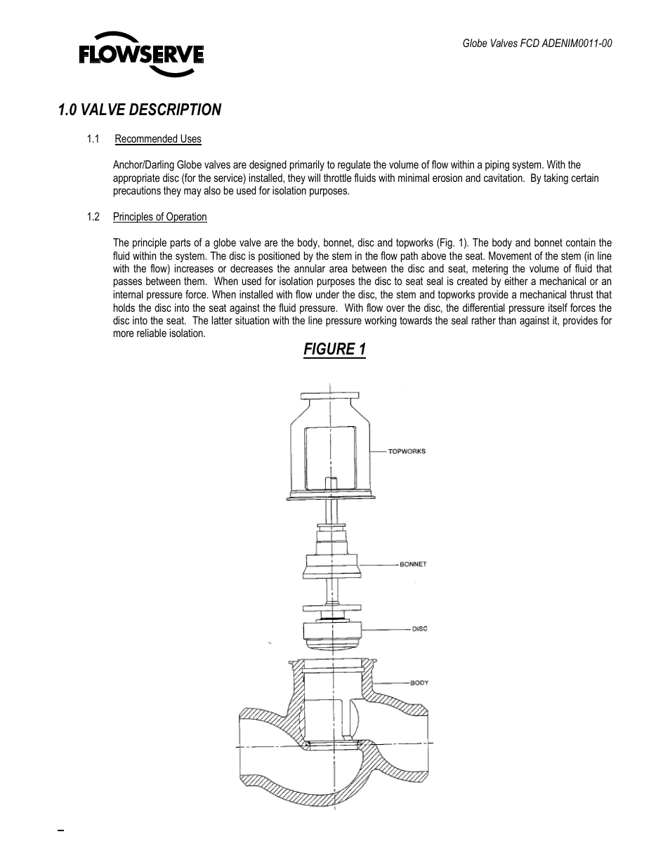 0 valve description, Figure 1 | Flowserve Cast Globe Valves User Manual | Page 6 / 33