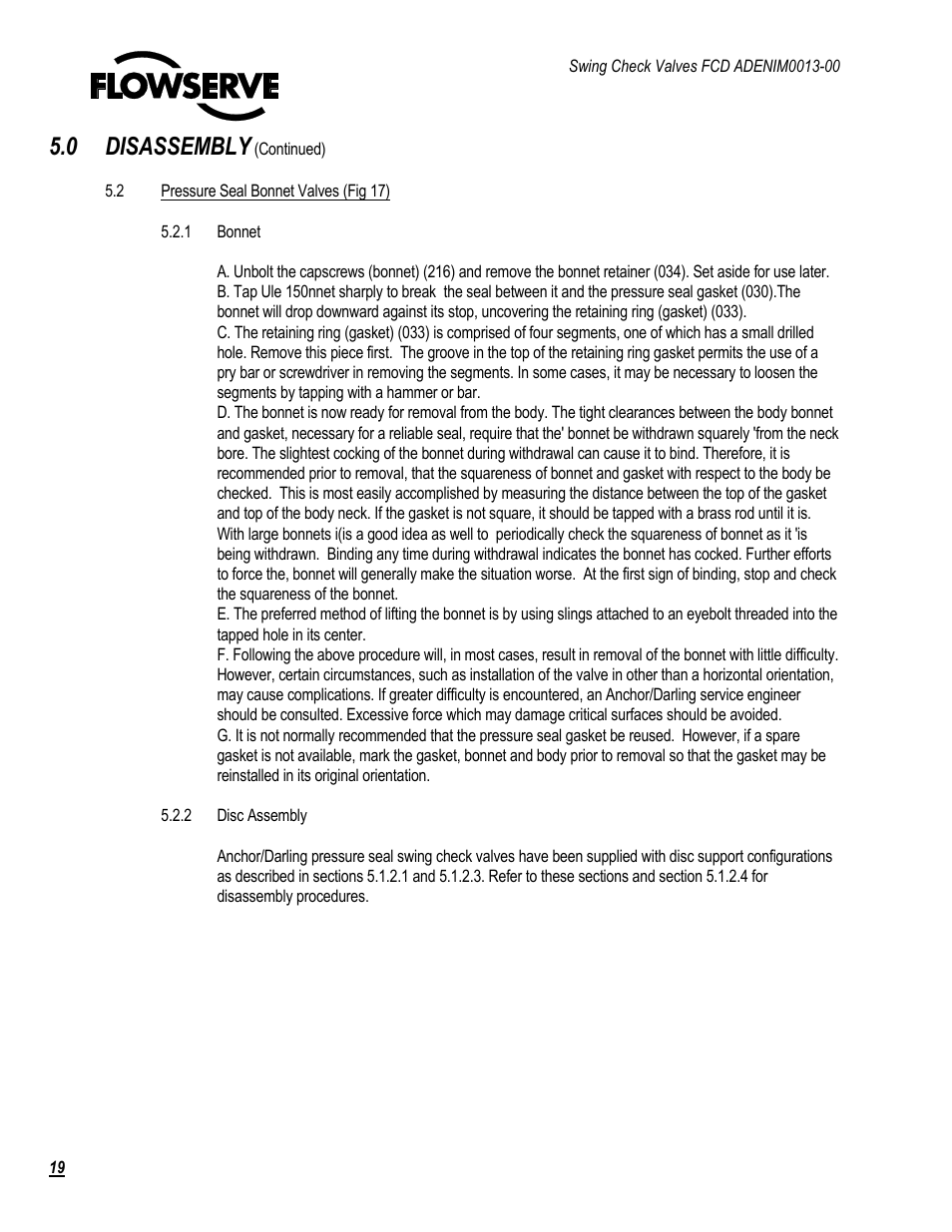 0 disassembly | Flowserve Swing Check Valves 2.5-24 User Manual | Page 20 / 30