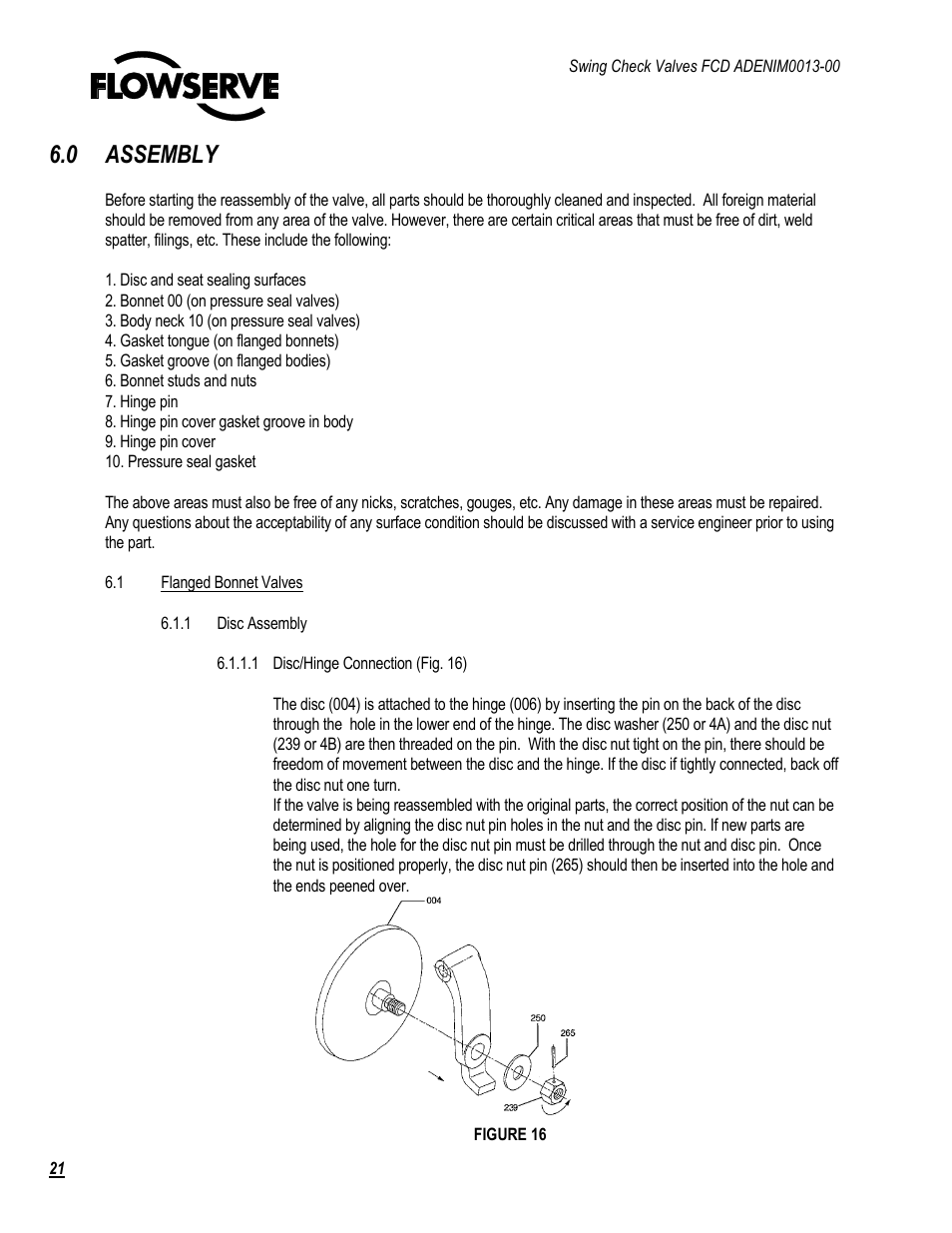0 assembly | Flowserve Swing Check Valves 2.5-24 User Manual | Page 22 / 30