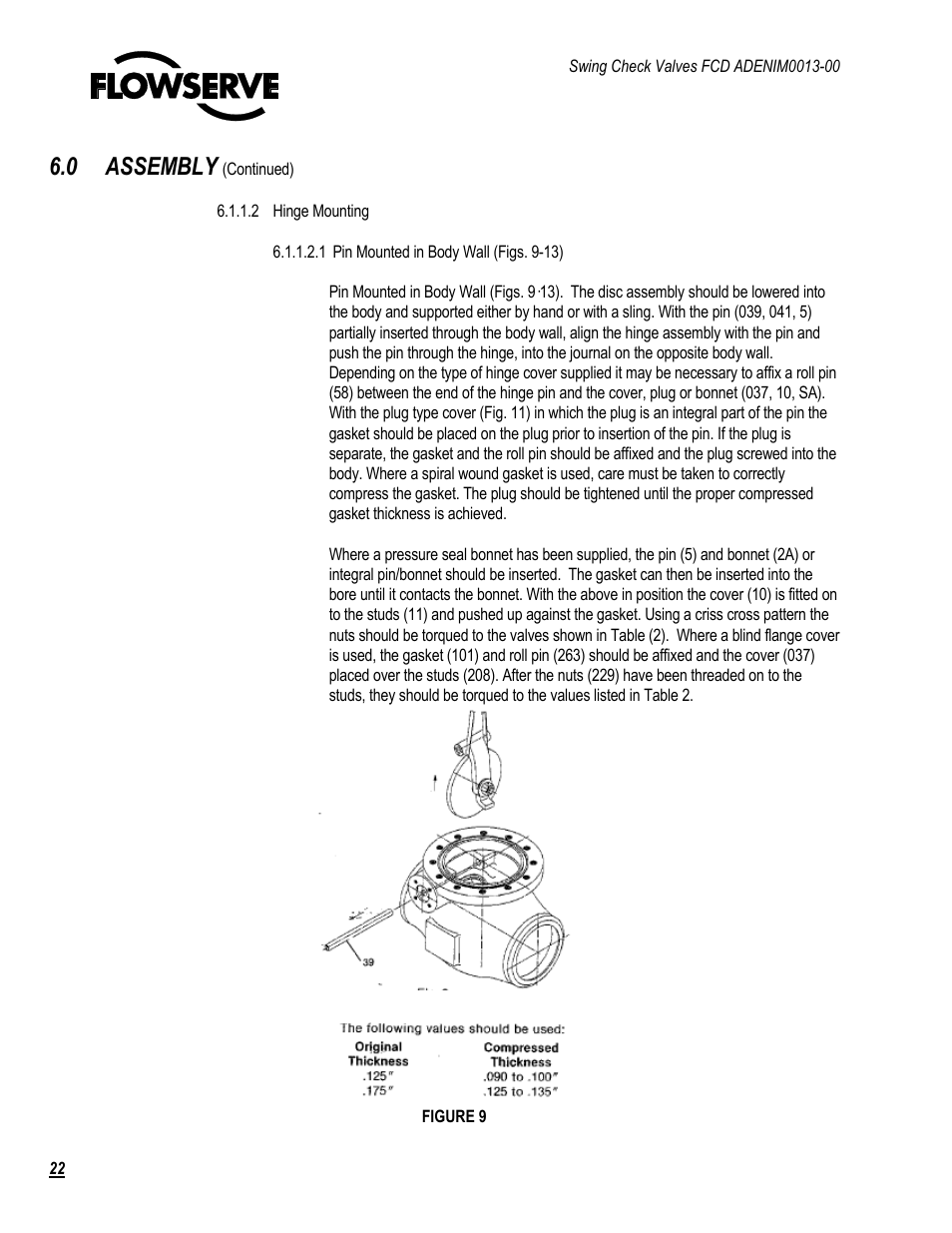0 assembly | Flowserve Swing Check Valves 2.5-24 User Manual | Page 23 / 30