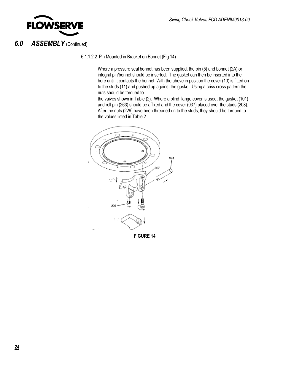 0 assembly | Flowserve Swing Check Valves 2.5-24 User Manual | Page 25 / 30