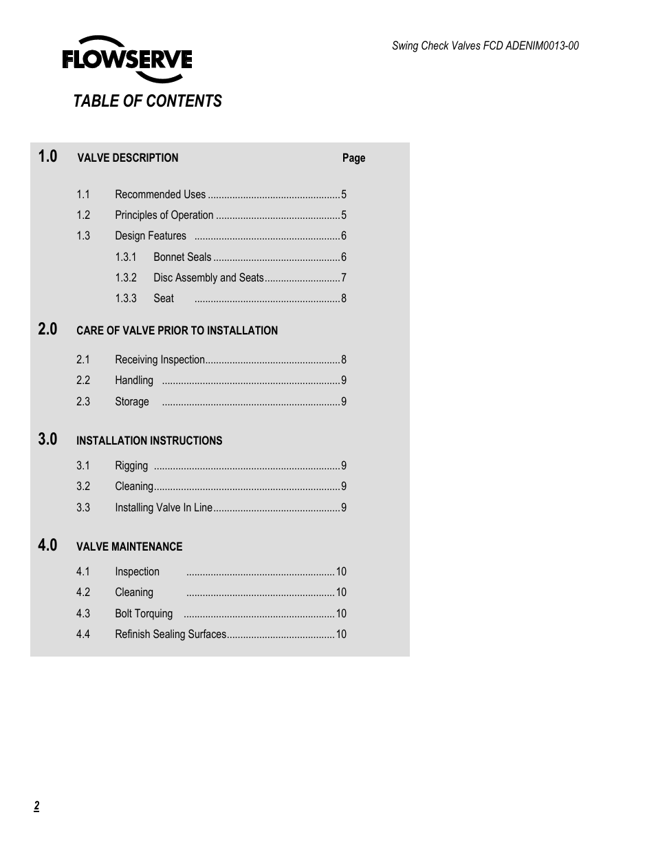 Flowserve Swing Check Valves 2.5-24 User Manual | Page 3 / 30