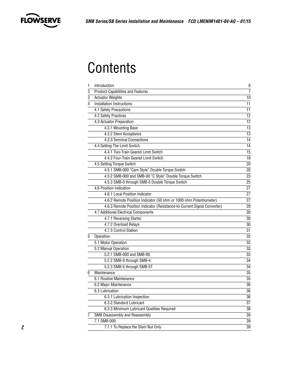 Flowserve SMB Series Electric Actuators User Manual | Page 2 / 106