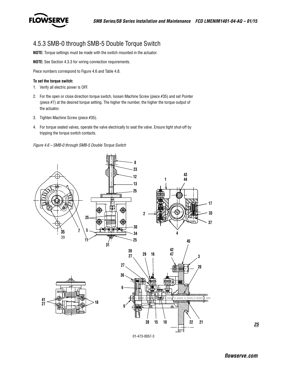 3 smb-0 through smb-5 double torque switch | Flowserve SMB Series Electric Actuators User Manual | Page 25 / 106