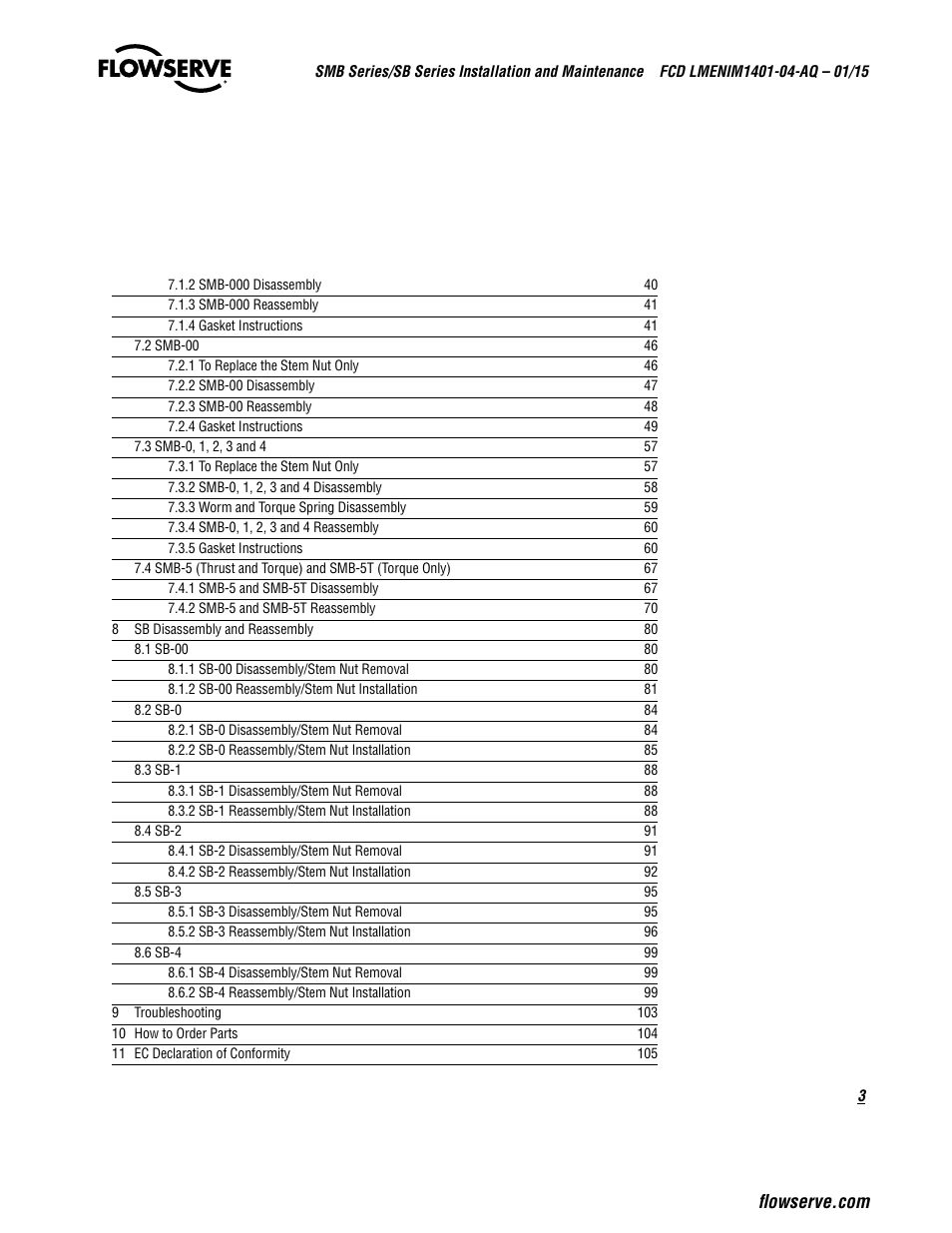 Flowserve SMB Series Electric Actuators User Manual | Page 3 / 106