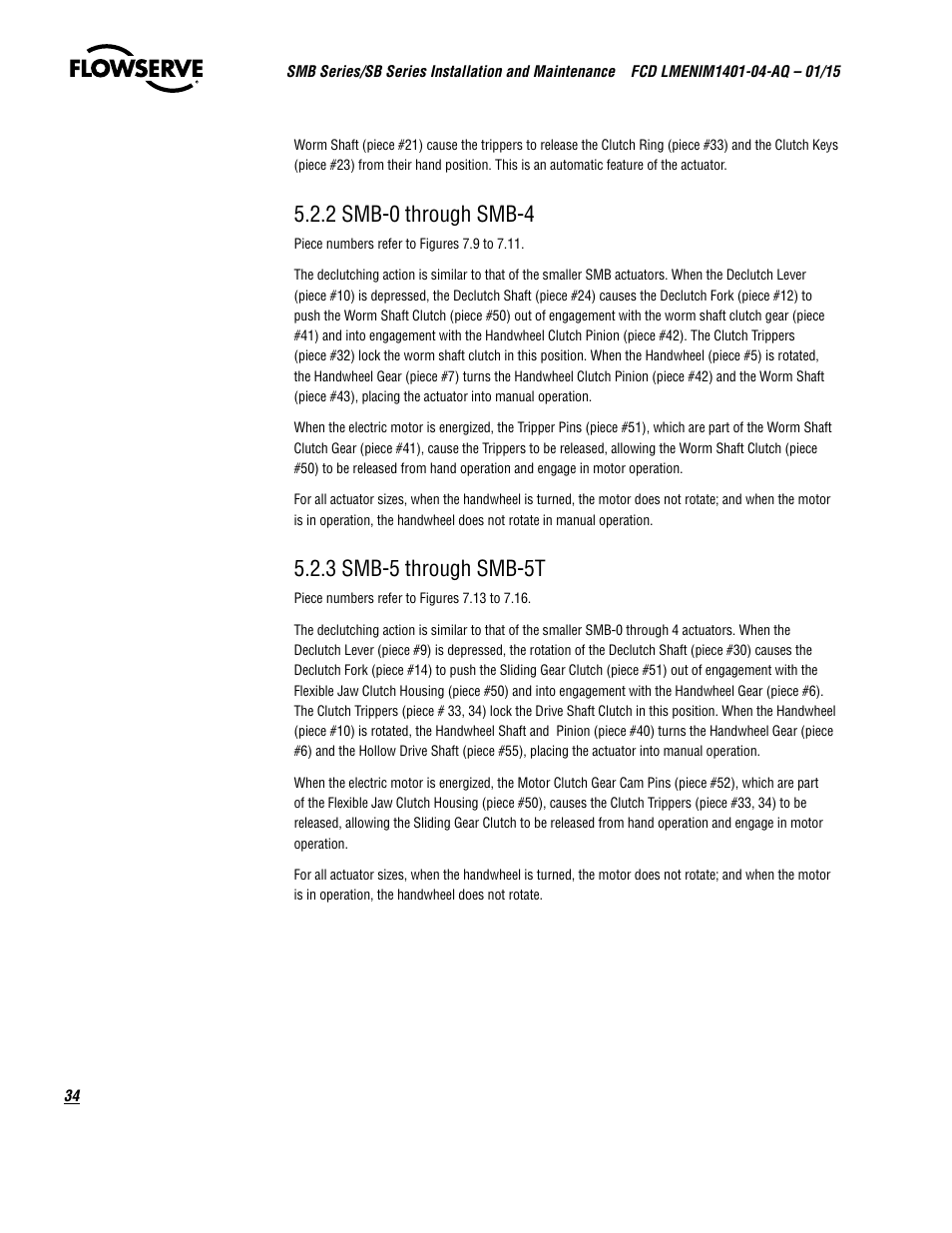 2 smb-0 through smb-4, 3 smb-5 through smb-5t | Flowserve SMB Series Electric Actuators User Manual | Page 34 / 106