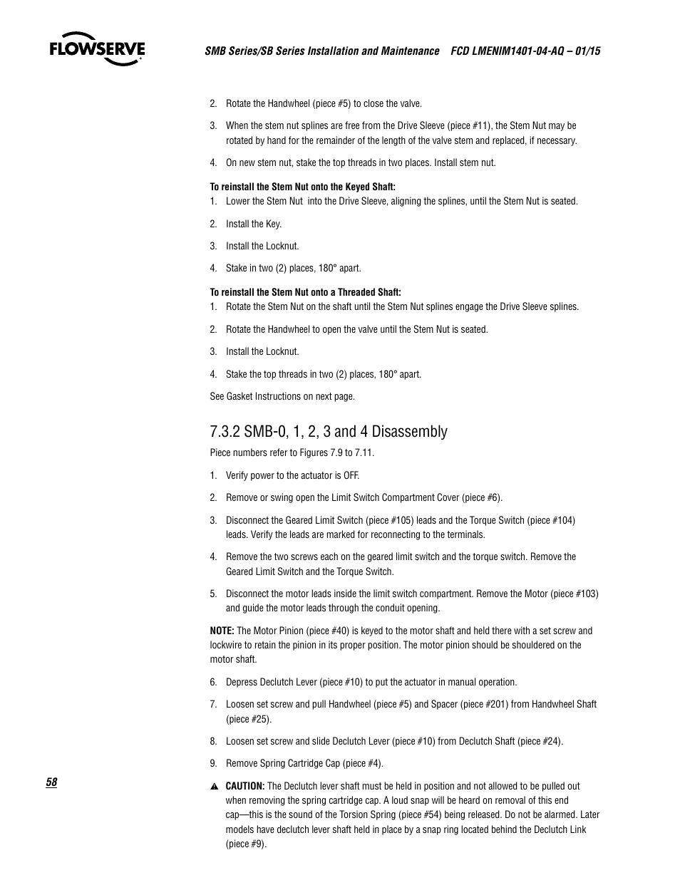 Flowserve SMB Series Electric Actuators User Manual | Page 58 / 106
