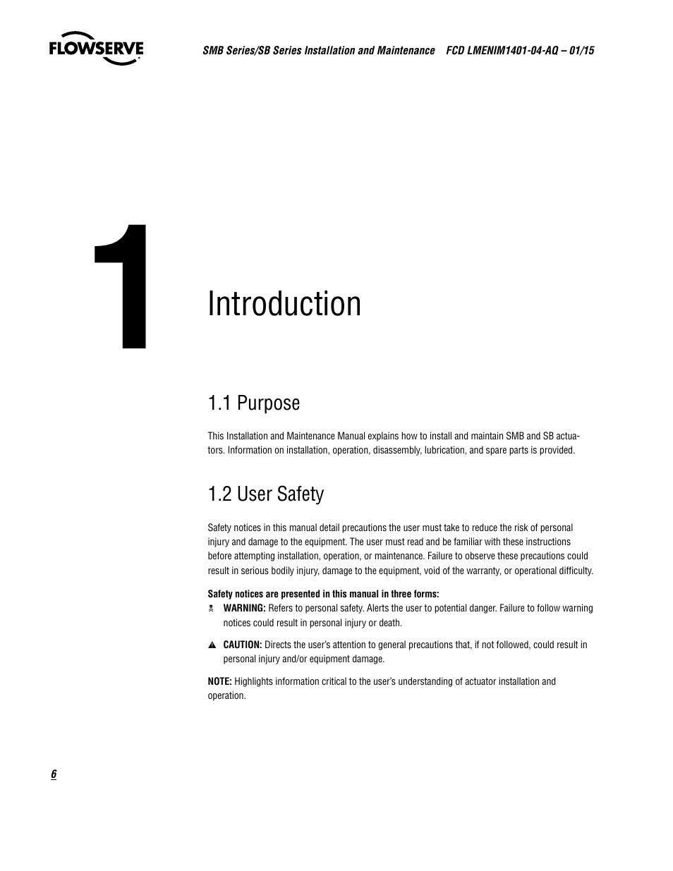 Introduction | Flowserve SMB Series Electric Actuators User Manual | Page 6 / 106