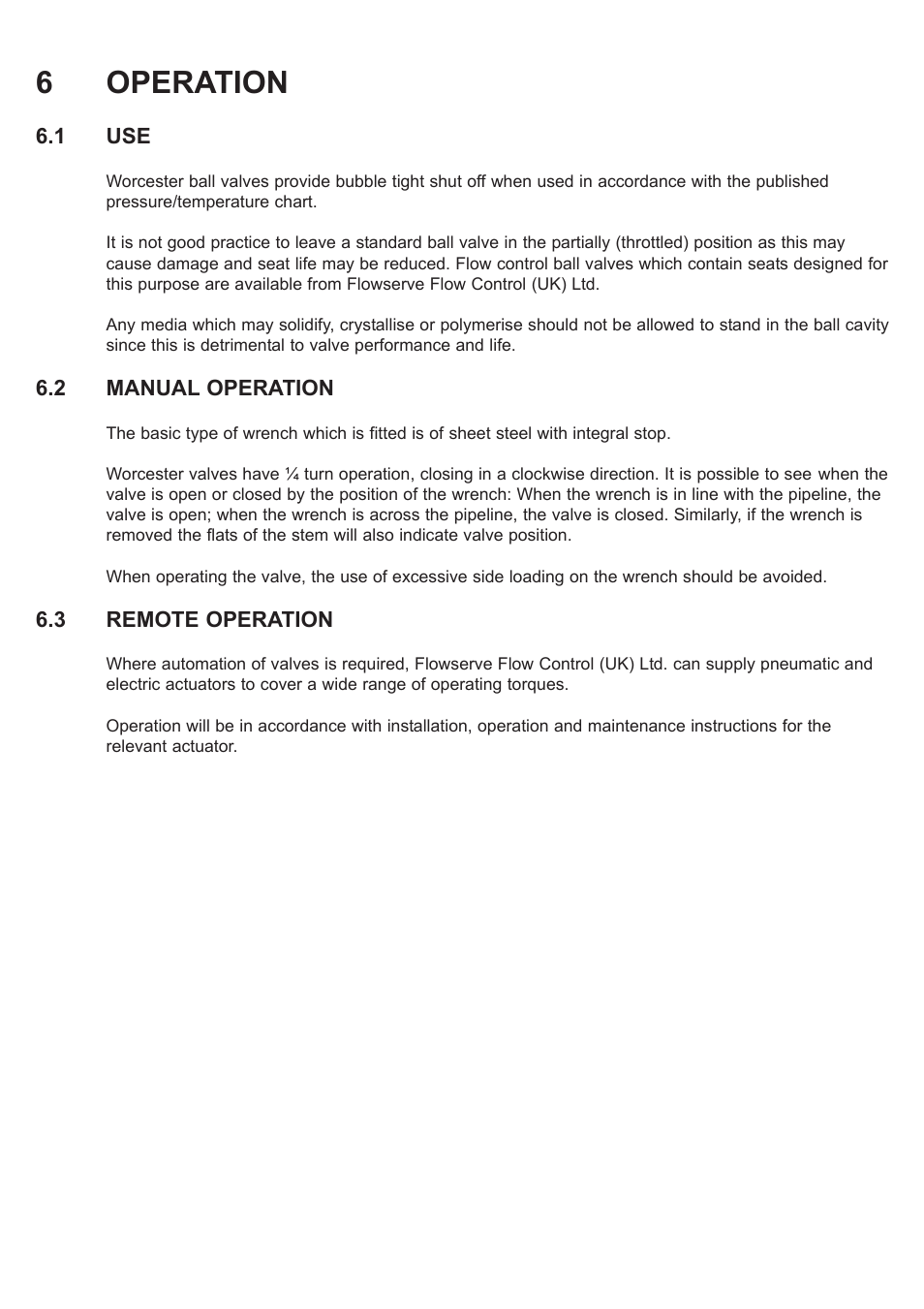 6operation | Flowserve F519 Flanged ANSI User Manual | Page 6 / 12