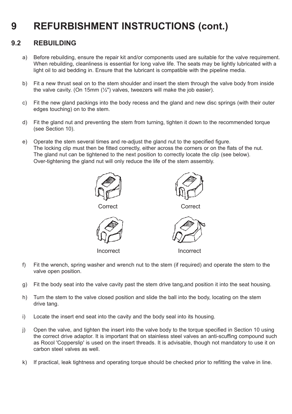 9refurbishment instructions (cont.) | Flowserve F519 Flanged ANSI User Manual | Page 9 / 12