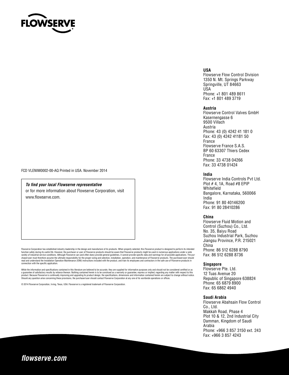 Flowserve Valtek VL Spring Cylinder Linear Actuators User Manual | Page 8 / 8