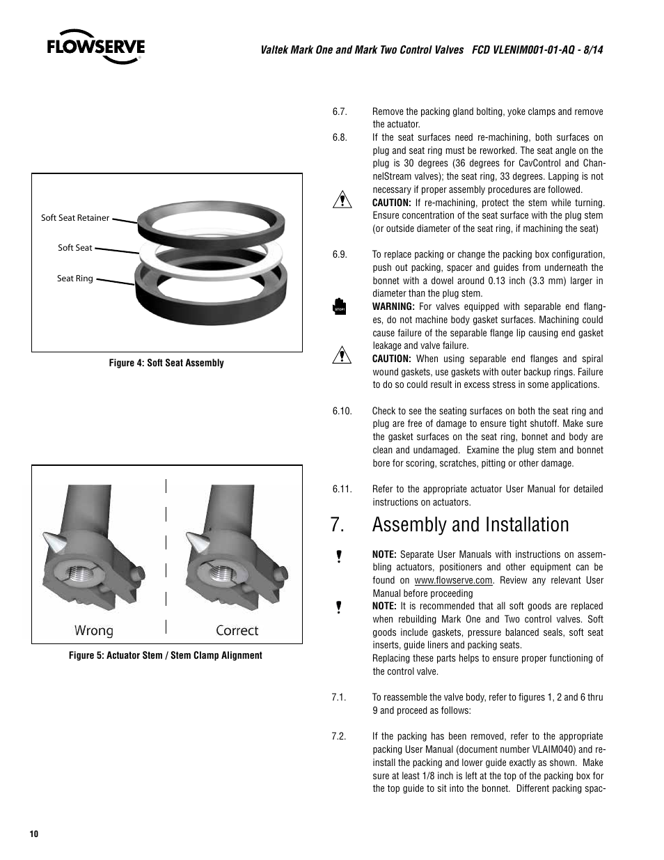 Assembly and installation | Flowserve Valtek Mark One and Mark Two Control Valves User Manual | Page 10 / 16