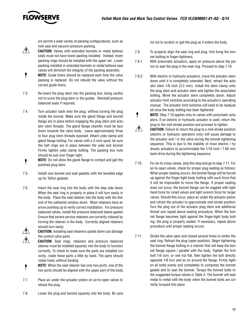 Flowserve Valtek Mark One and Mark Two Control Valves User Manual | Page 11 / 16