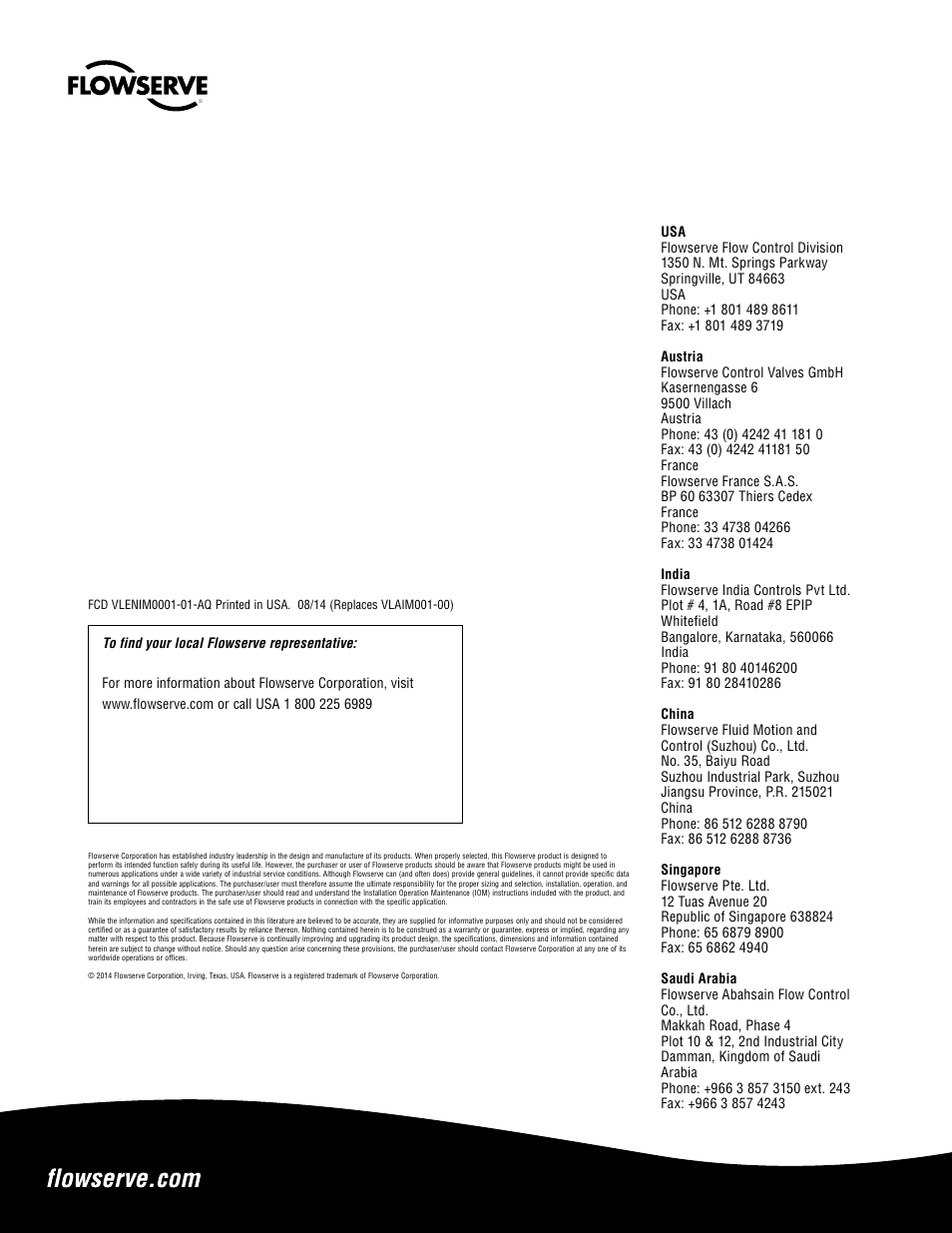 Flowserve Valtek Mark One and Mark Two Control Valves User Manual | Page 16 / 16