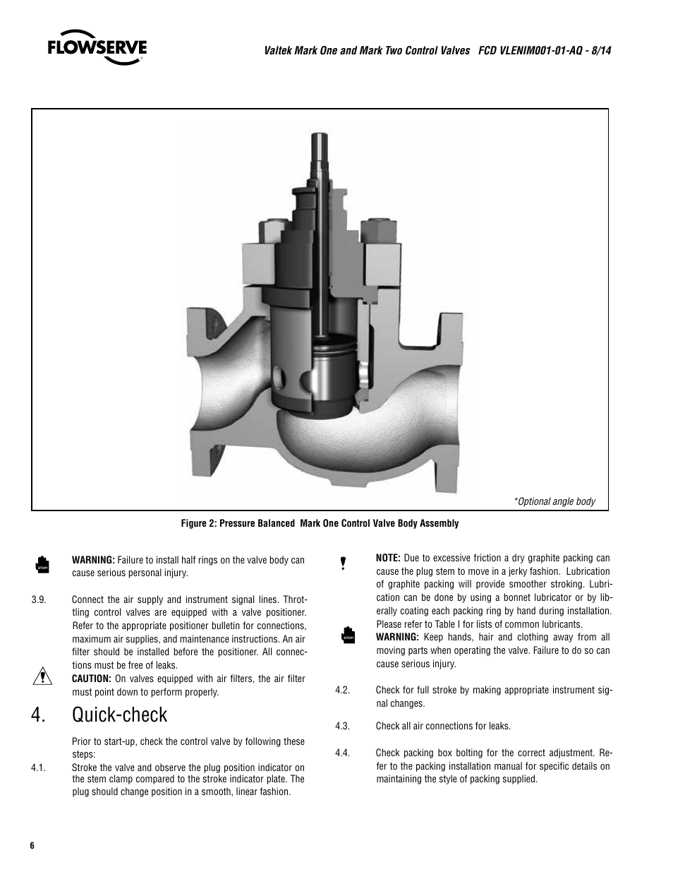 Quick-check | Flowserve Valtek Mark One and Mark Two Control Valves User Manual | Page 6 / 16