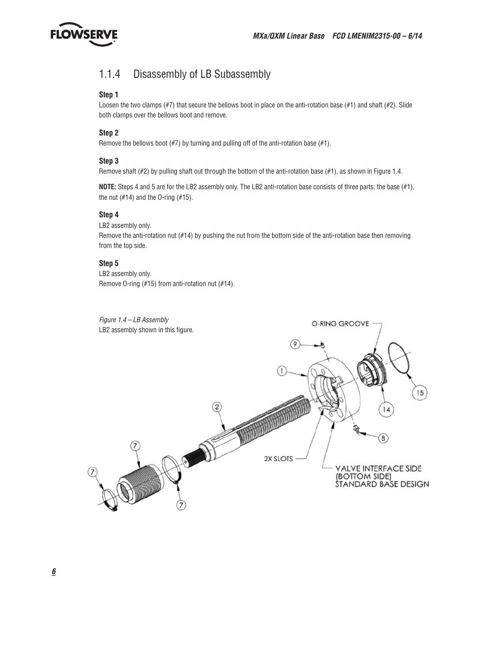 4 disassembly of lb subassembly | Flowserve Limitorque QXM Linear Base User Manual | Page 6 / 12