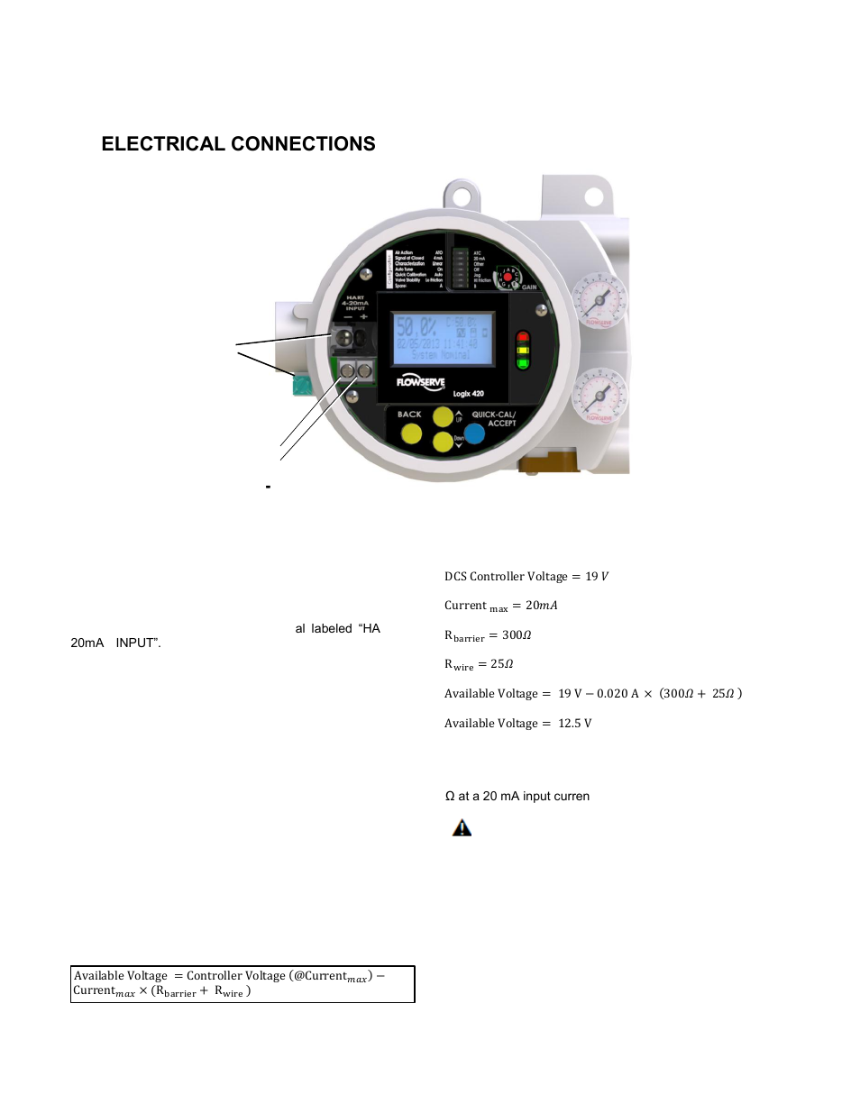 7 electrical connections, 1 electrical terminals, 2 command input (4-20 ma) connection | 1 compliance voltage, Electrical connections, Lectrical, Erminals, Ommand, Nput, Onnection | Flowserve 420 IOM User Manual | Page 12 / 44