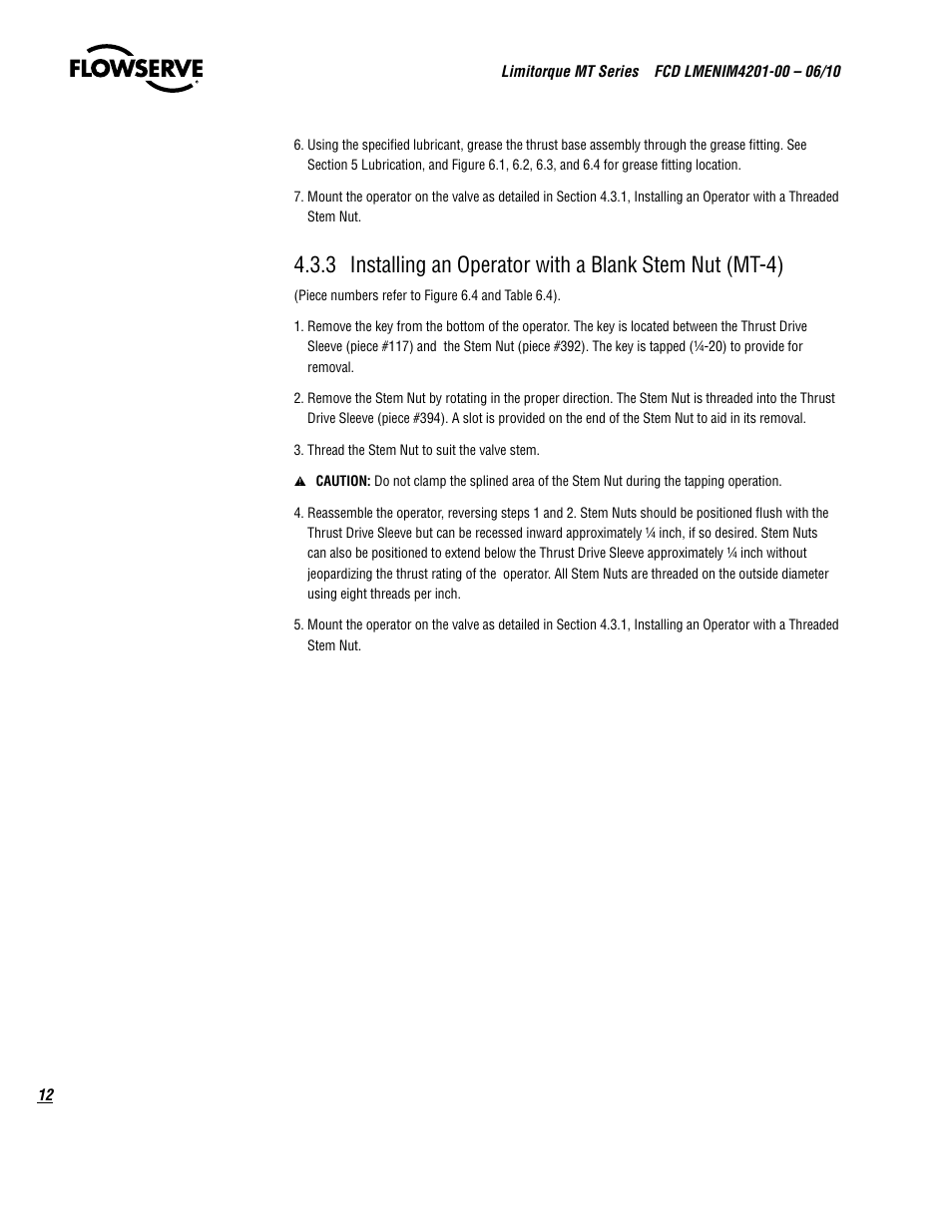 Flowserve MT Bevel Gearboxes IOM User Manual | Page 12 / 32