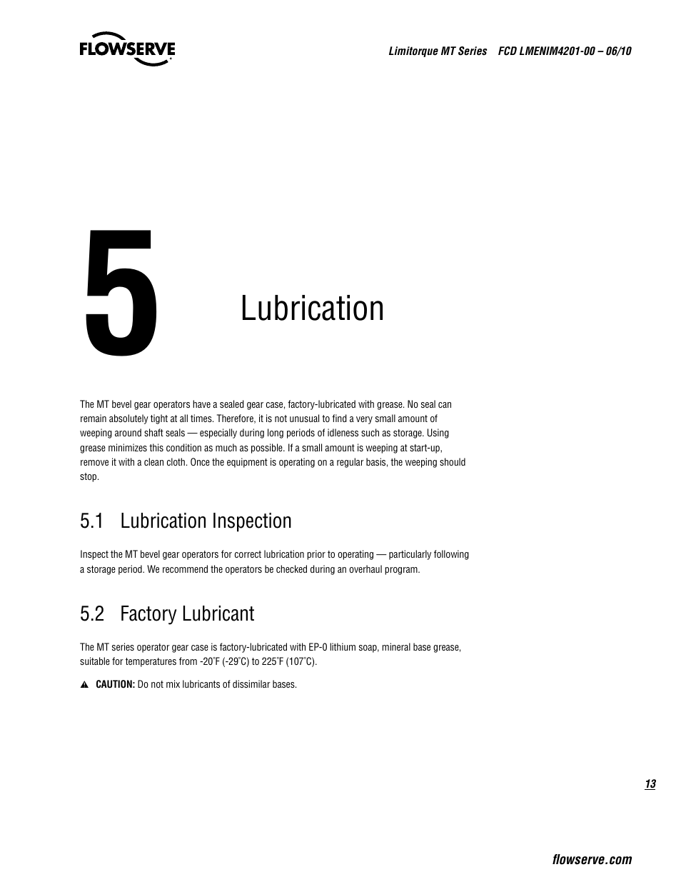 Lubrication | Flowserve MT Bevel Gearboxes IOM User Manual | Page 13 / 32