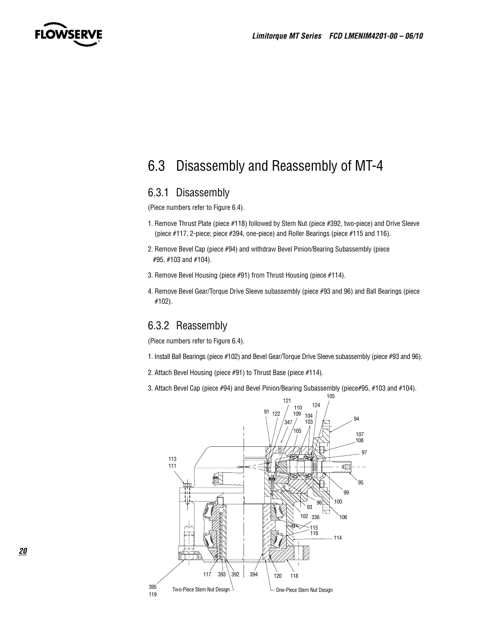 3 disassembly and reassembly of mt-4, 1 disassembly, 2 reassembly | Flowserve MT Bevel Gearboxes IOM User Manual | Page 20 / 32