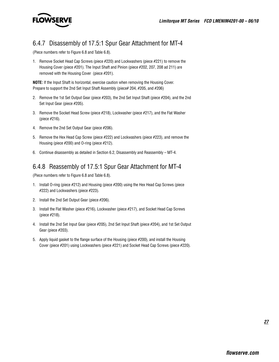 Flowserve MT Bevel Gearboxes IOM User Manual | Page 27 / 32