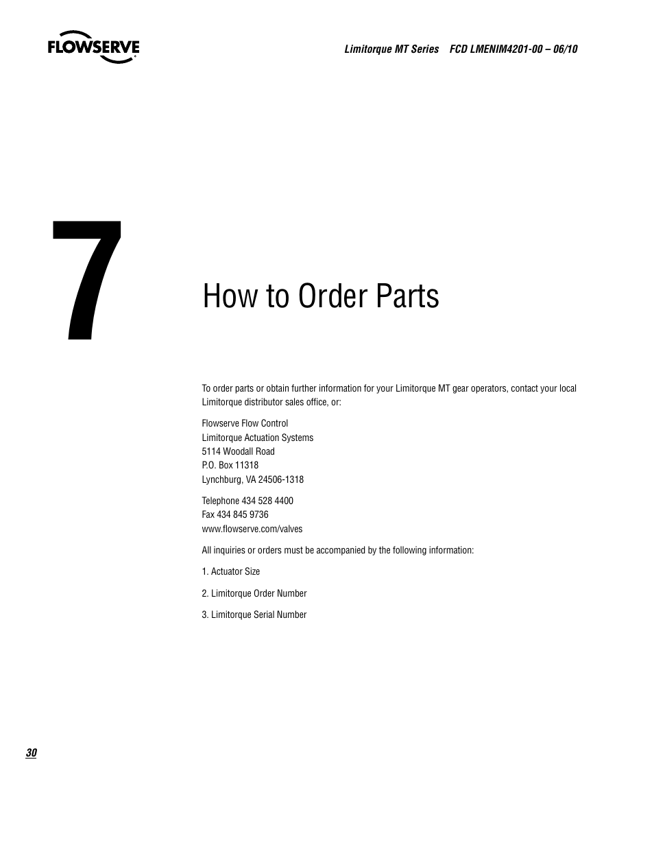 How to order parts | Flowserve MT Bevel Gearboxes IOM User Manual | Page 30 / 32