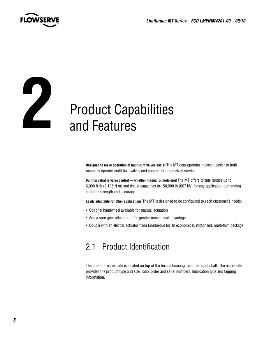 Product capabilities and features | Flowserve MT Bevel Gearboxes IOM User Manual | Page 6 / 32