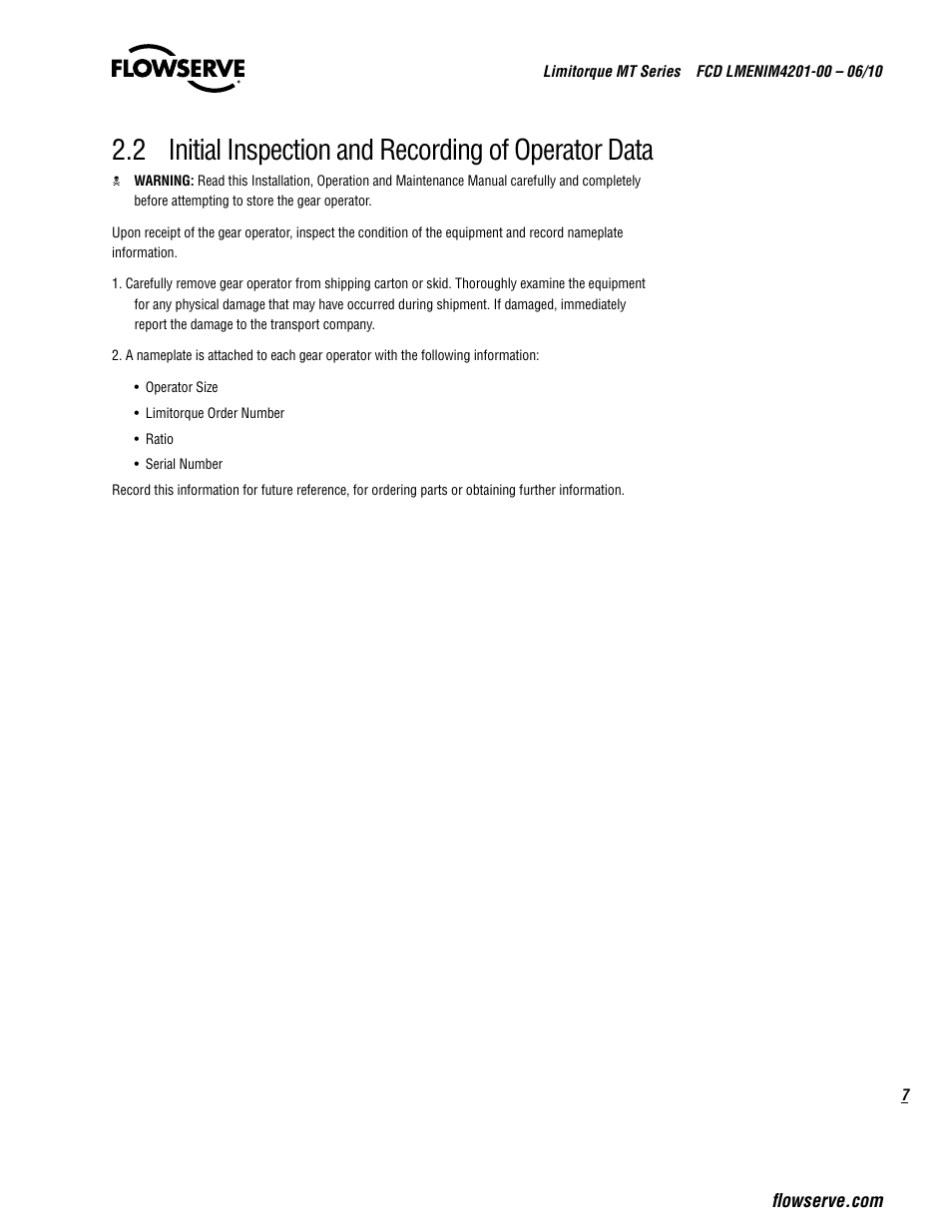 Flowserve MT Bevel Gearboxes IOM User Manual | Page 7 / 32