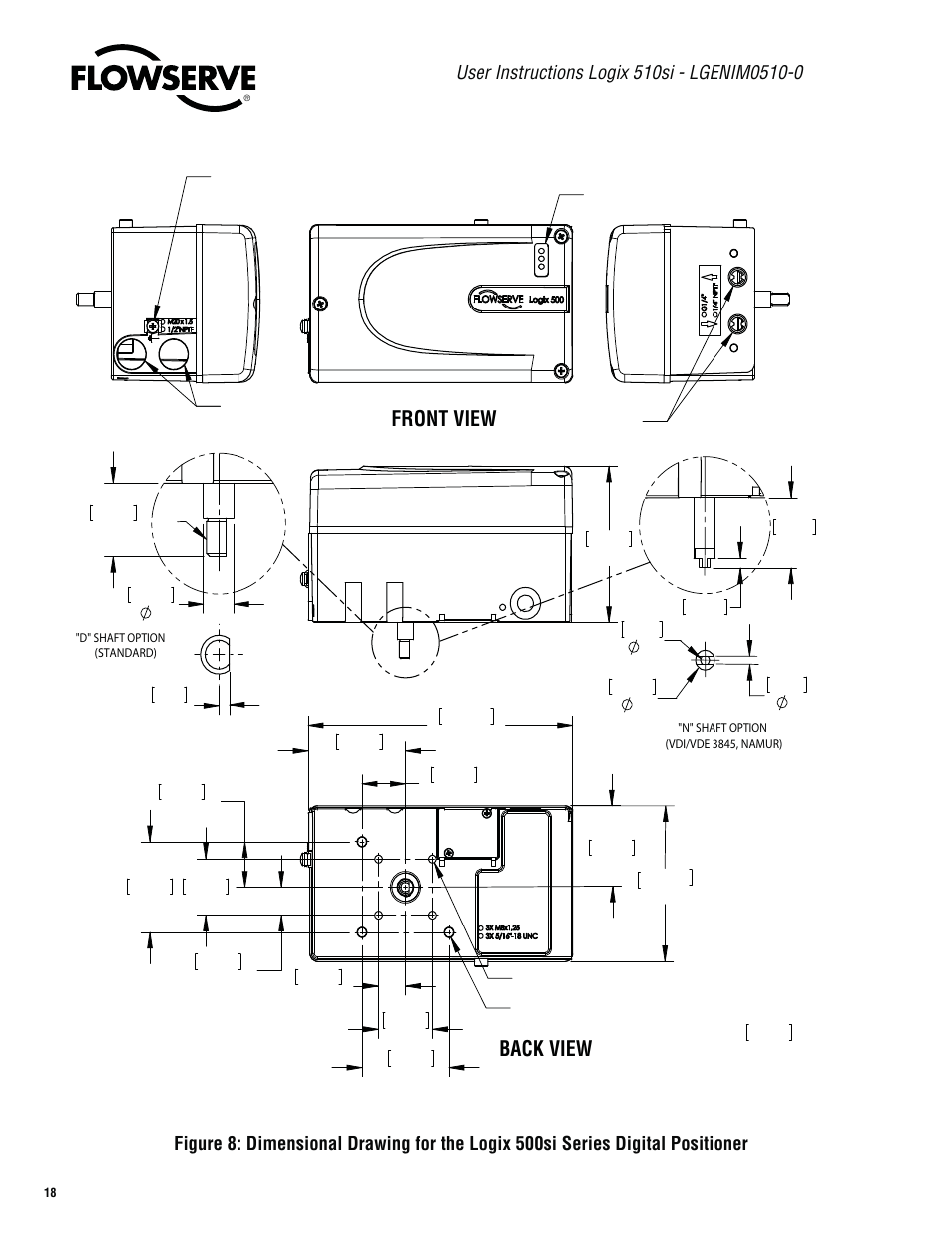 Front view back view | Flowserve 510si Series Digital Positioner User Manual | Page 18 / 20