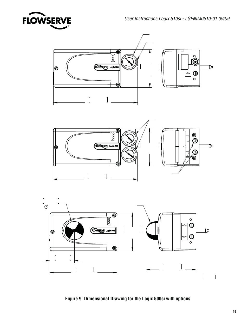 Auxiliary options - “ga” (gauge adapter), Auxiliary options - “gm” (gauge manifold), Position indicator - “d” (domed indicator) | Flowserve 510si Series Digital Positioner User Manual | Page 19 / 20