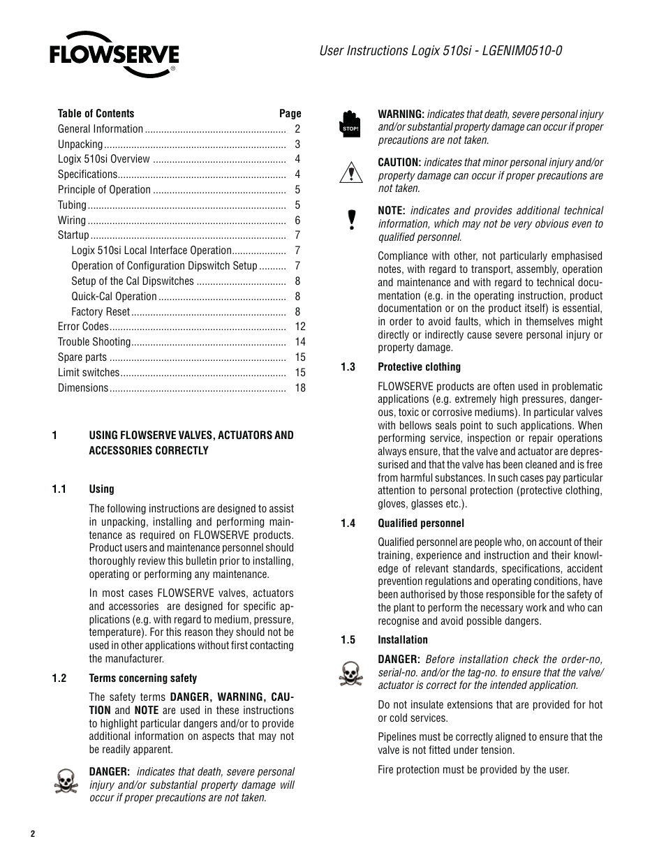 Flowserve 510si Series Digital Positioner User Manual | Page 2 / 20