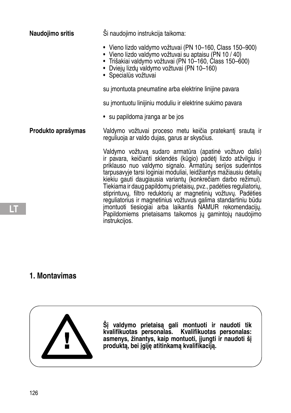 Montavimas | Flowserve IOM Control Valves User Manual | Page 126 / 248