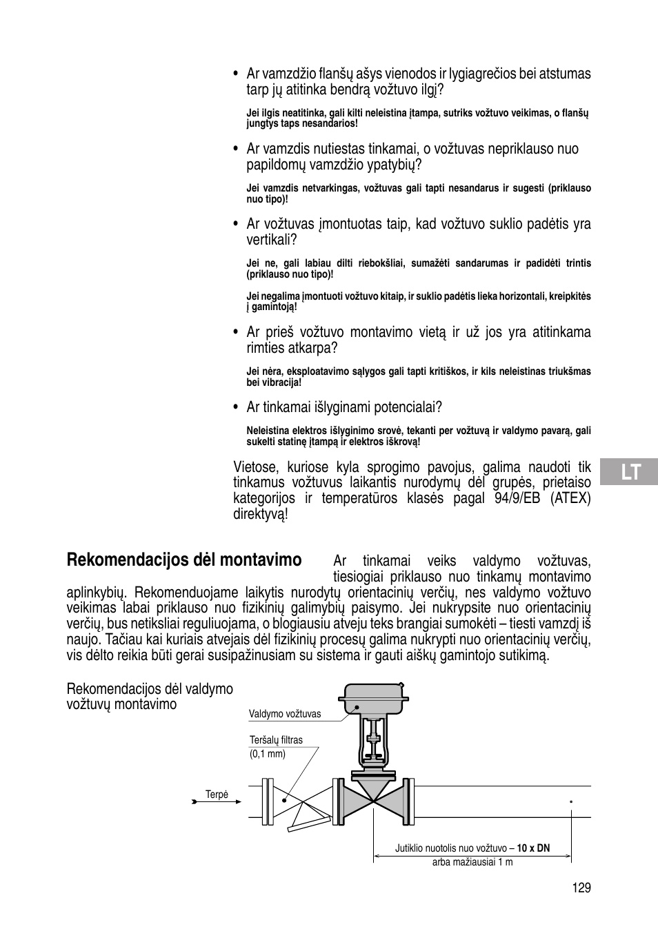 Rekomendacijos dėl montavimo | Flowserve IOM Control Valves User Manual | Page 129 / 248
