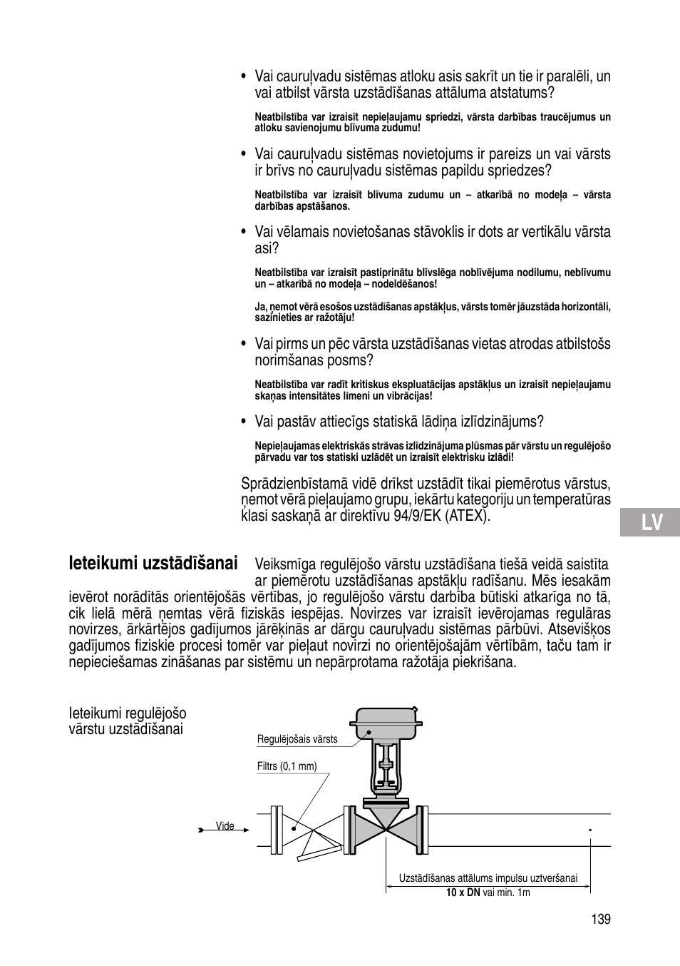 Ieteikumi uzstādīšanai | Flowserve IOM Control Valves User Manual | Page 139 / 248