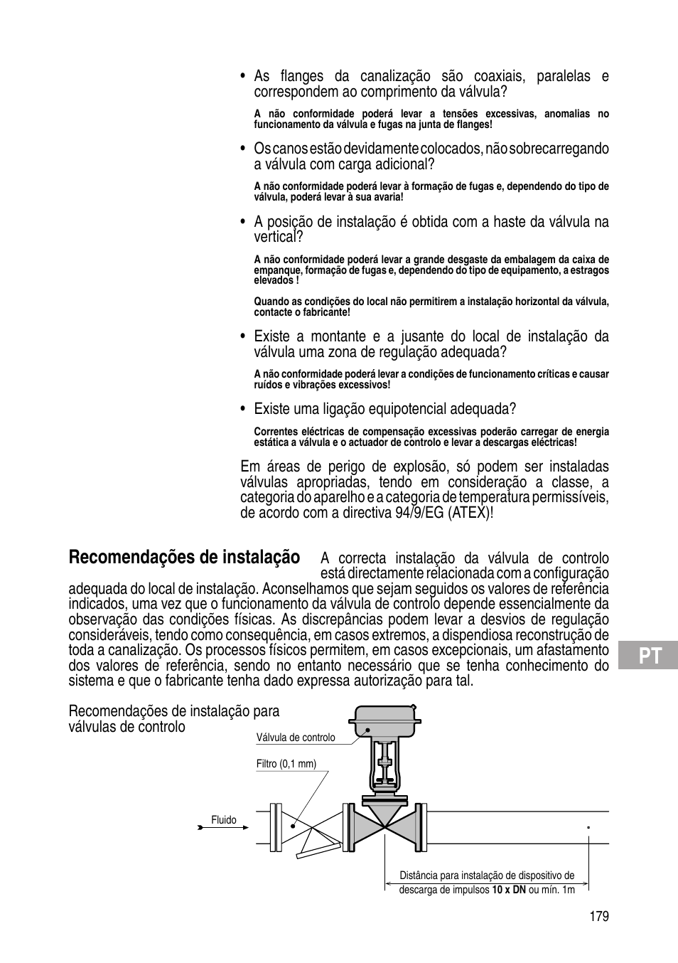 Recomendações de instalação | Flowserve IOM Control Valves User Manual | Page 179 / 248
