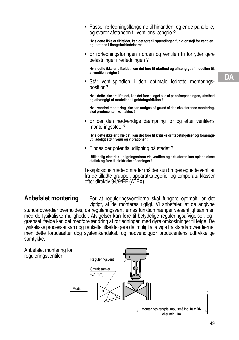Anbefalet montering | Flowserve IOM Control Valves User Manual | Page 49 / 248