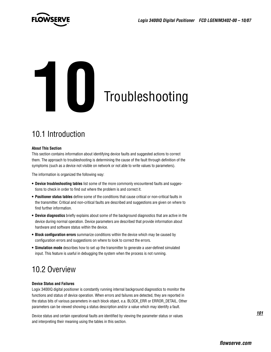 Troubleshooting | Flowserve 3400IQ Digital Positioner User Manual | Page 101 / 148