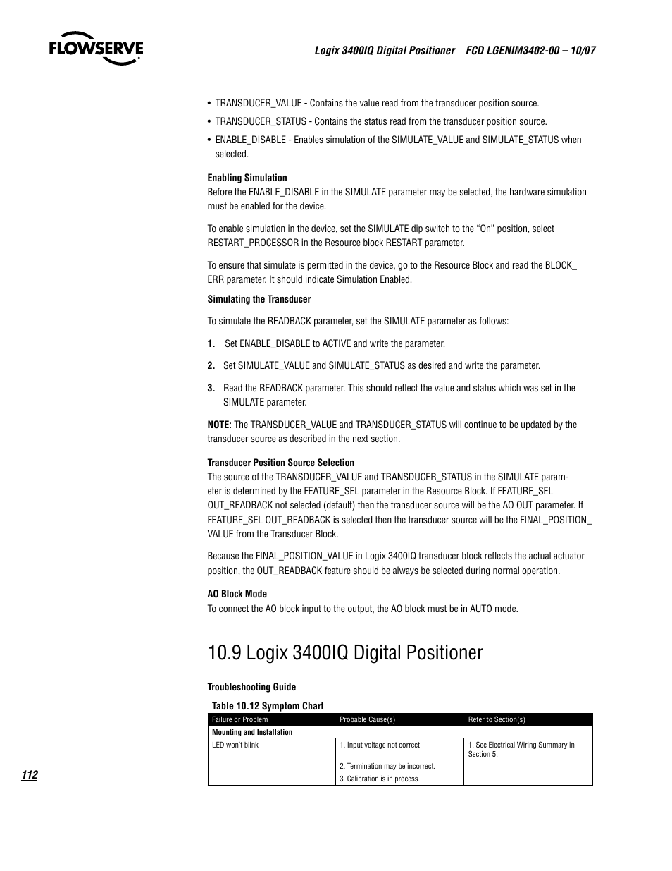 Flowserve 3400IQ Digital Positioner User Manual | Page 112 / 148