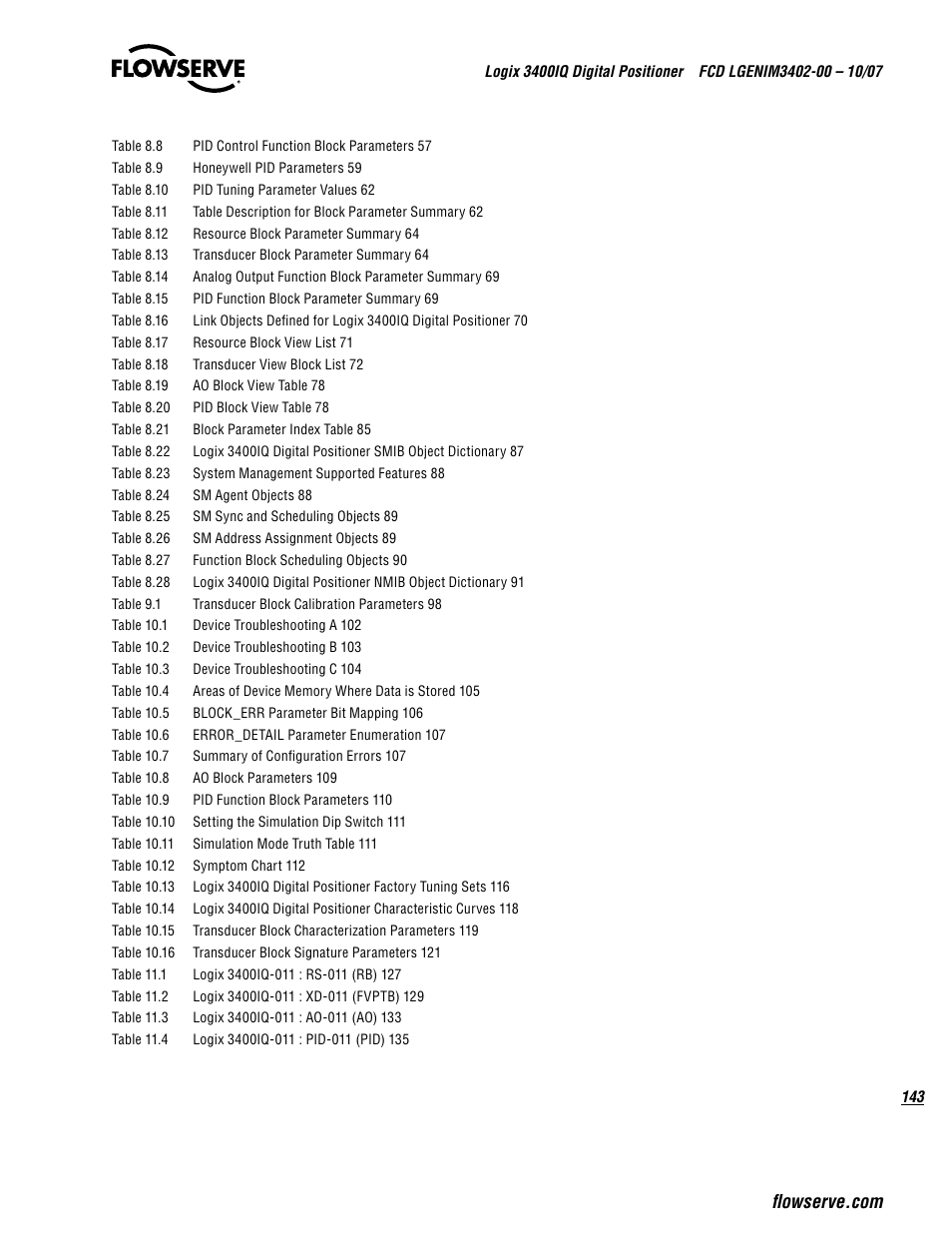 Flowserve 3400IQ Digital Positioner User Manual | Page 143 / 148