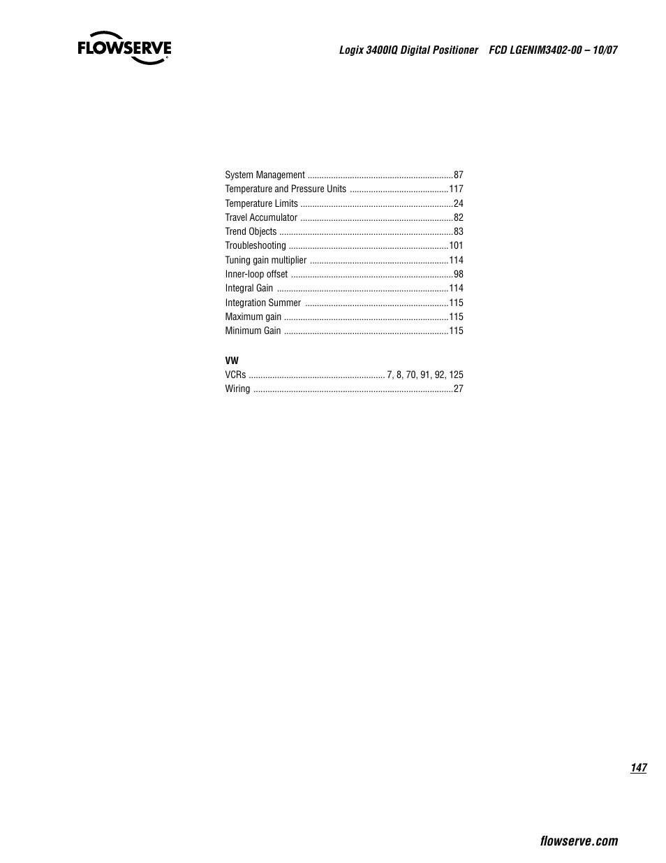 Flowserve 3400IQ Digital Positioner User Manual | Page 147 / 148