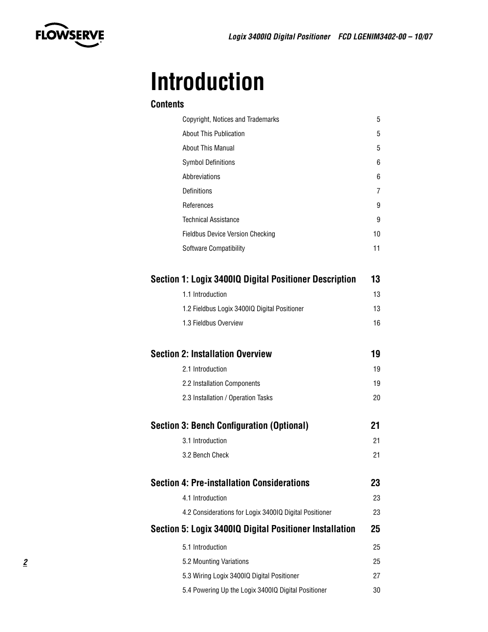 Introduction | Flowserve 3400IQ Digital Positioner User Manual | Page 2 / 148