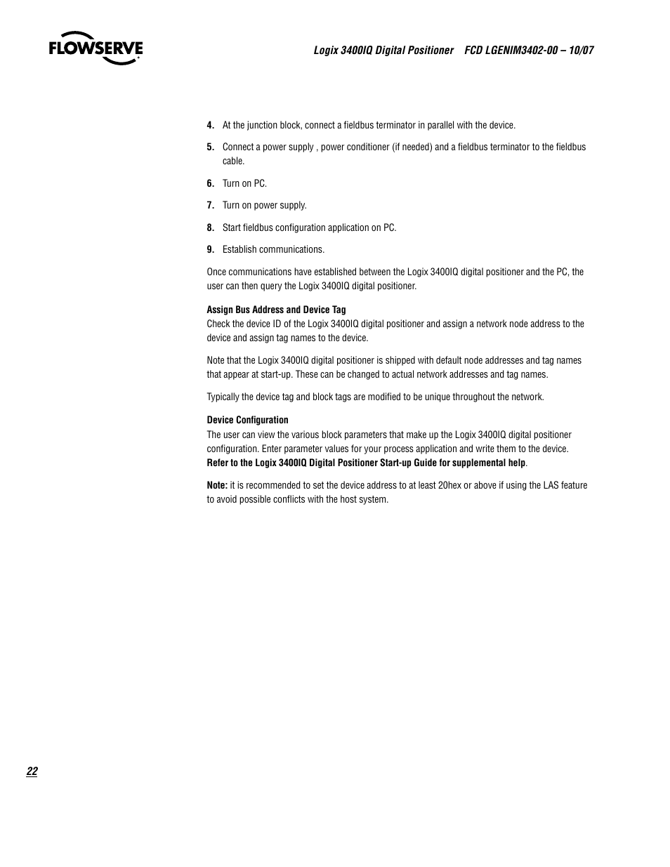 Flowserve 3400IQ Digital Positioner User Manual | Page 22 / 148