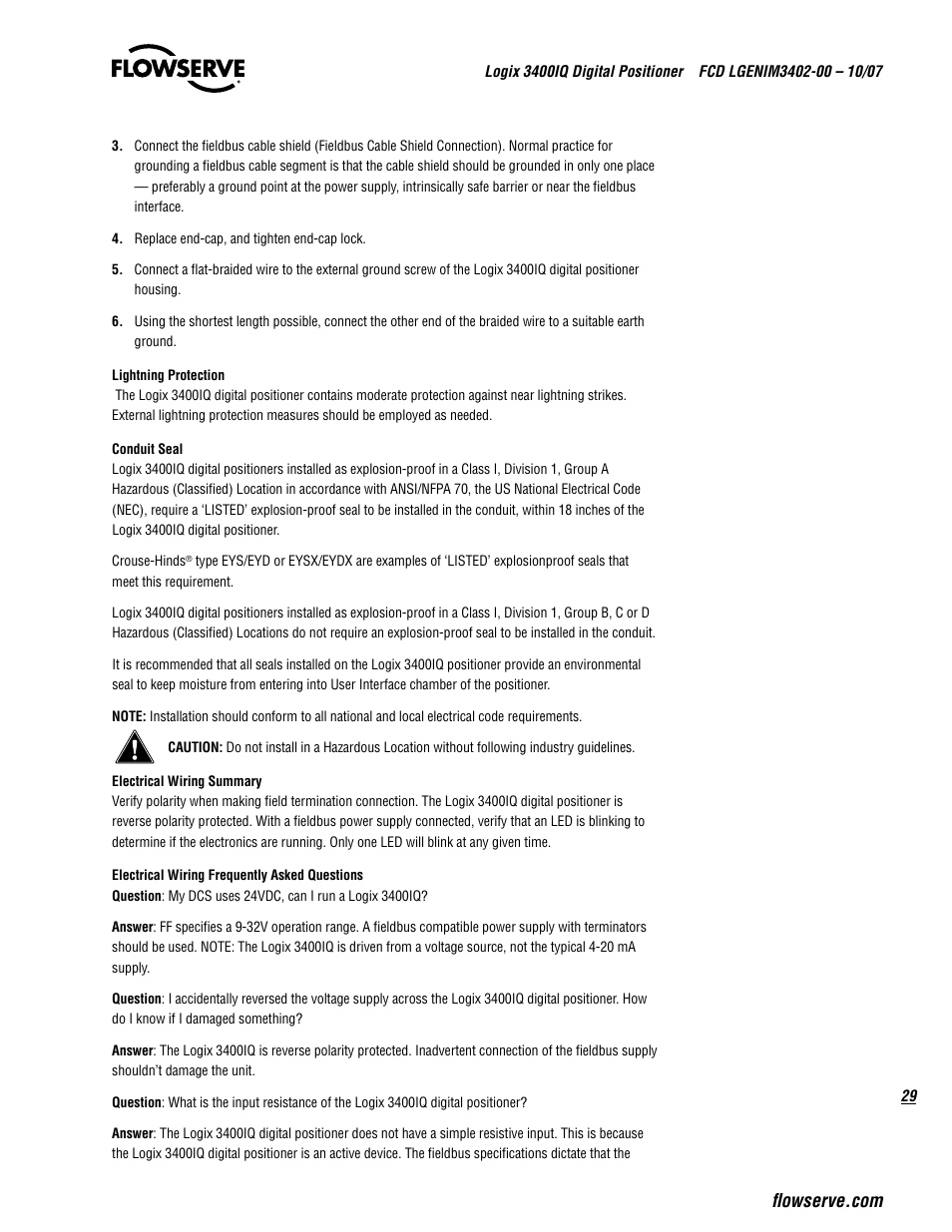 Flowserve 3400IQ Digital Positioner User Manual | Page 29 / 148
