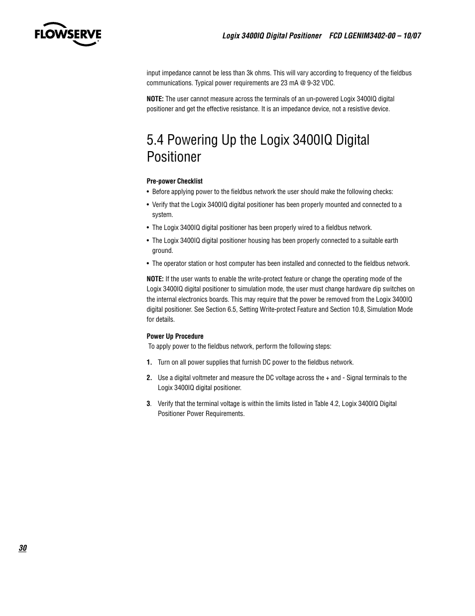 Flowserve 3400IQ Digital Positioner User Manual | Page 30 / 148