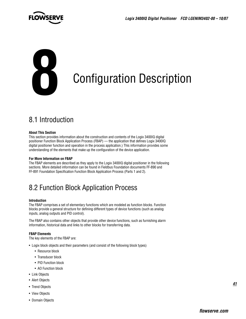 Configuration description, 1 introduction, 2 function block application process | Flowserve 3400IQ Digital Positioner User Manual | Page 41 / 148
