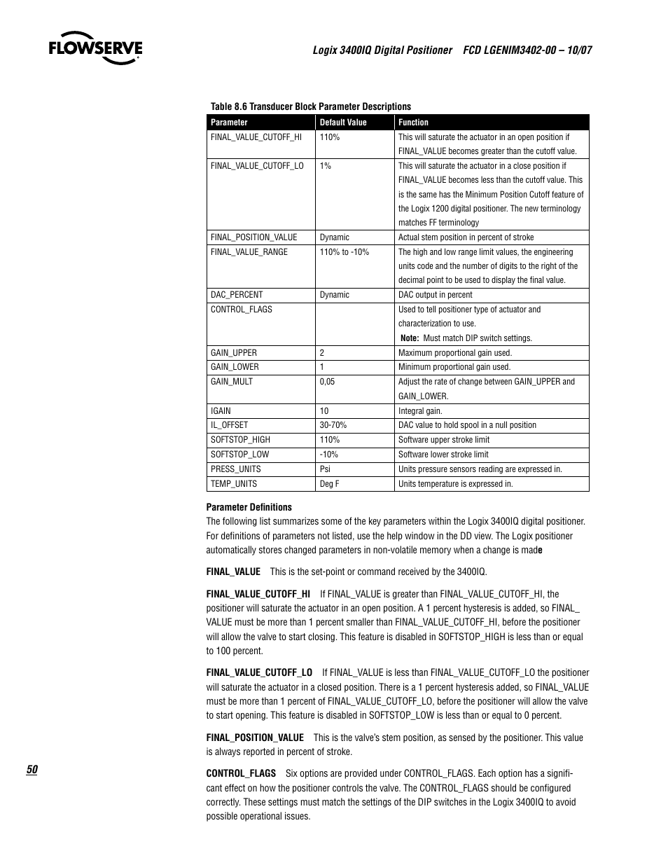 Flowserve 3400IQ Digital Positioner User Manual | Page 50 / 148